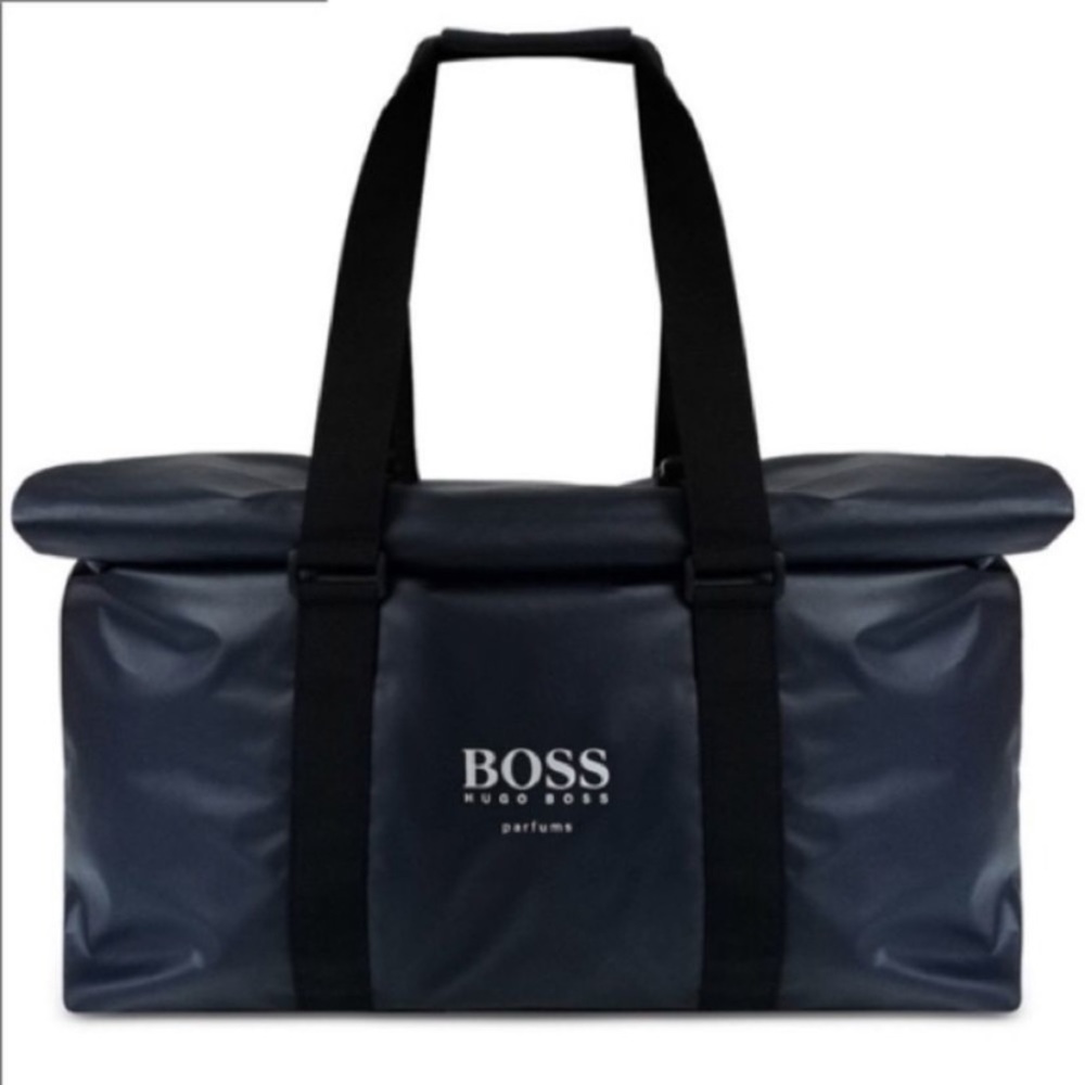 NWOT Hugo Boss Parfum Weekender Expandable Duffle Bag Navy Blue